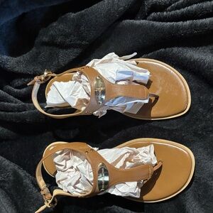 Michael Kors Tan Sandals with Gold Accent